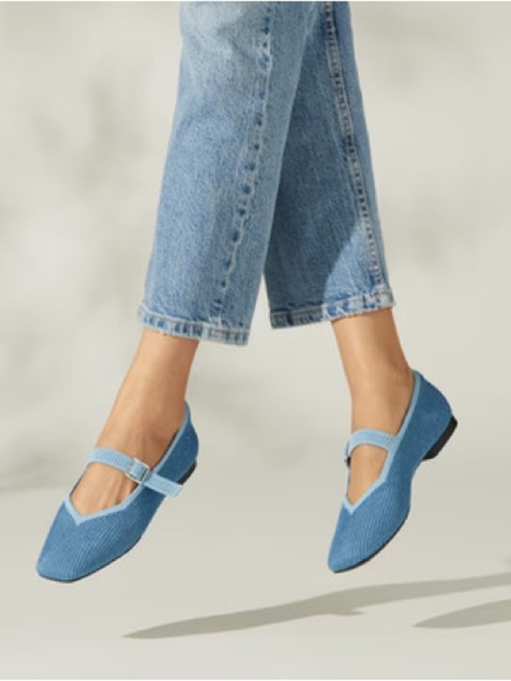 VIVAIA Square-Toe Margot Mary Jane Denim Blue - Picture 3 of 14